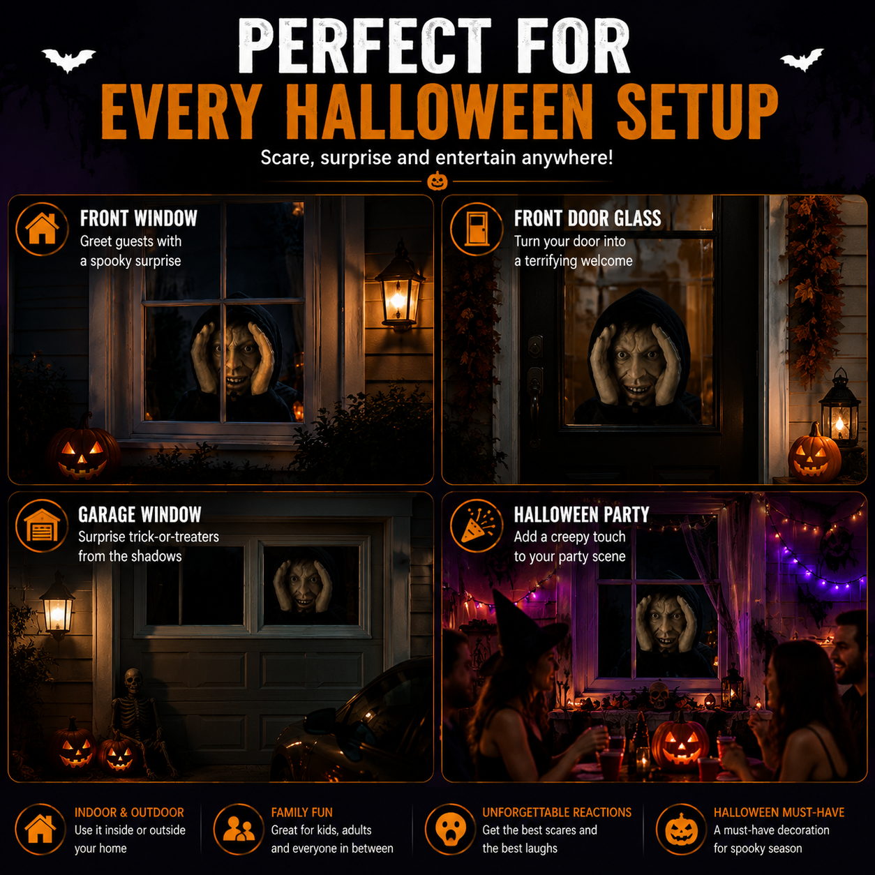 👀 Halloween Peeking Creepy Face Window Decoration