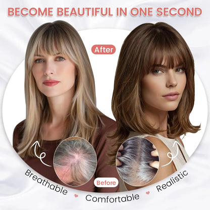 Hair Toppers for Women - 3D Real Human Hair Clip-in Bangs
