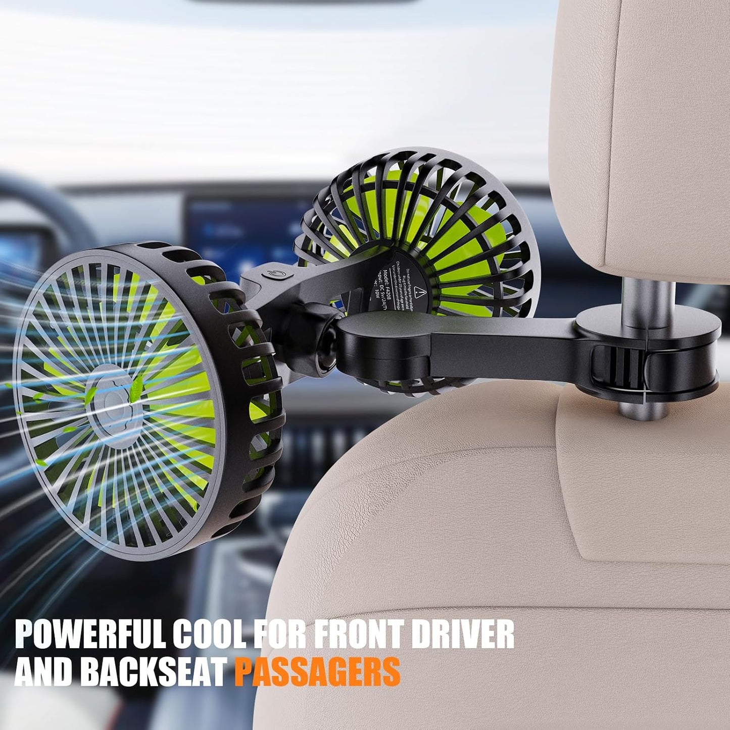 Car Garage Double-headed Fan, 360° Adjustable Angle Car Fan