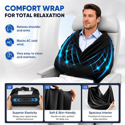 ✈️3‑in‑1 Portable Travel Sleep System 🛌 Pillow & Eye Mask | Head Neck Support for Airplane Car Train