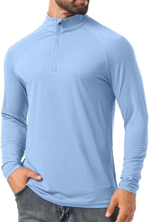 Men's 1/4 Zip Shirt UPF 50+ Quick Dry Lightweight Long Sleeve