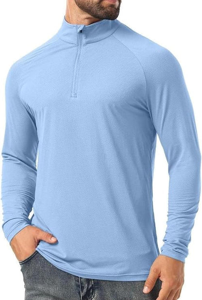 Men's 1/4 Zip Shirt UPF 50+ Quick Dry Lightweight Long Sleeve