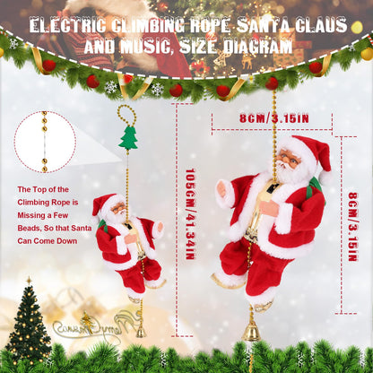 2026 Electric Climbing Santa Christmas Ornament - Battery-Powered