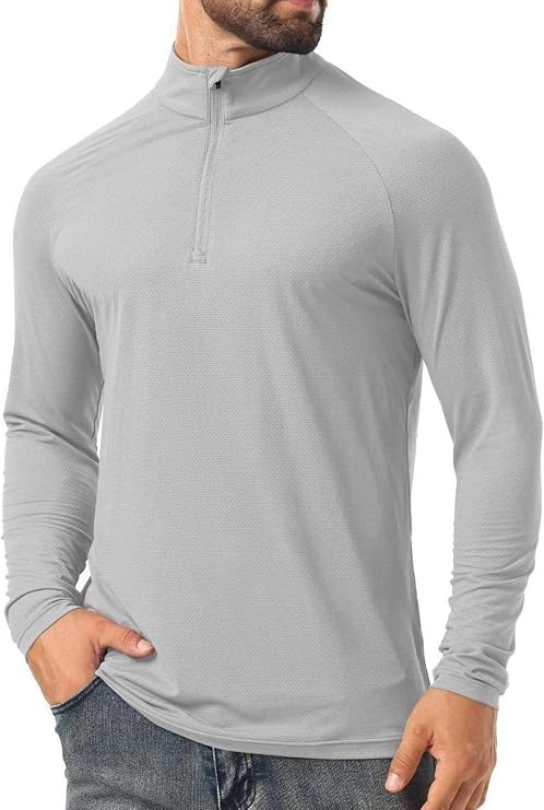 Men's 1/4 Zip Shirt UPF 50+ Quick Dry Lightweight Long Sleeve