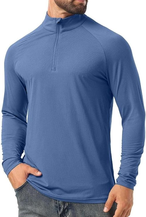 Men's 1/4 Zip Shirt UPF 50+ Quick Dry Lightweight Long Sleeve