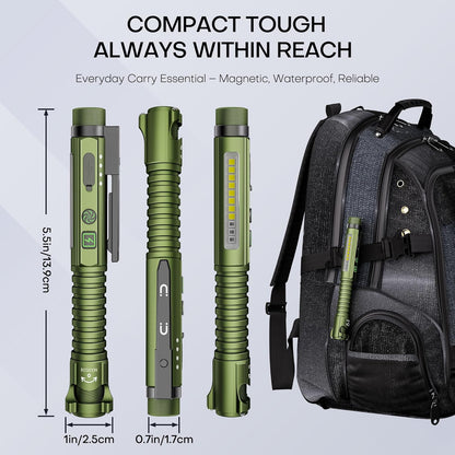 800-Lumen Rechargeable EDC Flashlight with Magnetic Base