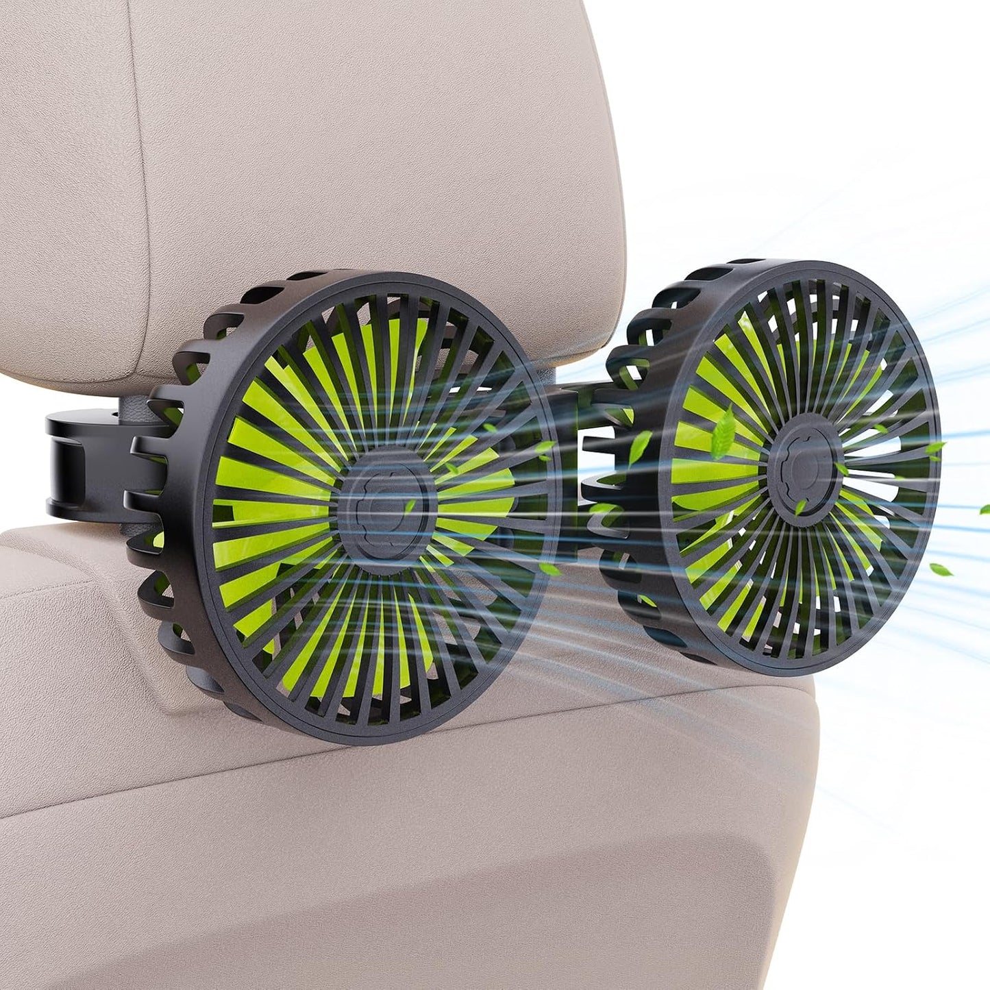 Car Garage Double-headed Fan, 360° Adjustable Angle Car Fan