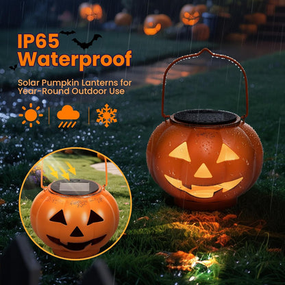 Halloween Pumpkin Solar Lanterns - Jack O Lantern Hanging Solar Light Waterproof