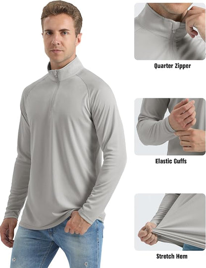 Men's 1/4 Zip Shirt UPF 50+ Quick Dry Lightweight Long Sleeve