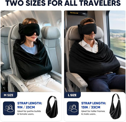 ✈️3‑in‑1 Portable Travel Sleep System 🛌 Pillow & Eye Mask | Head Neck Support for Airplane Car Train