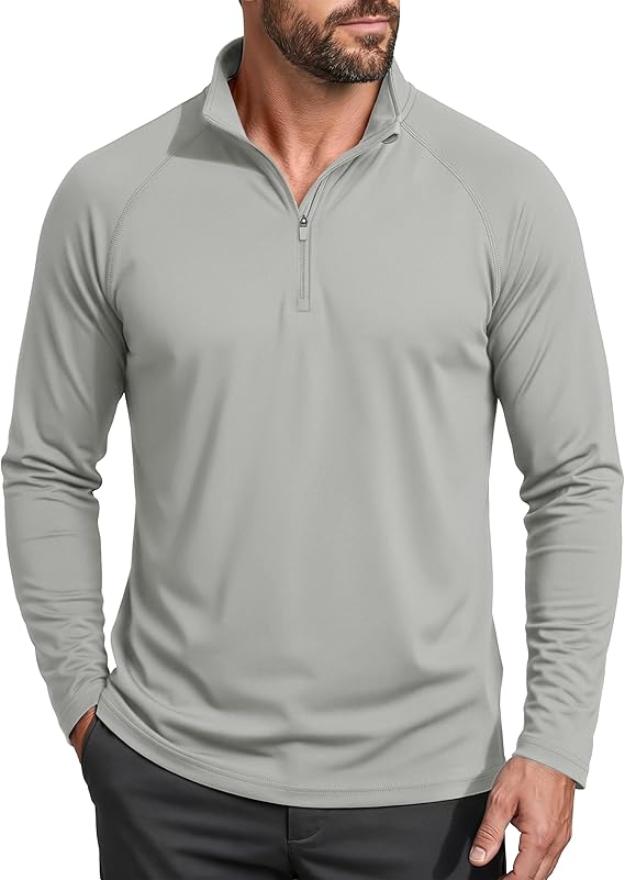 Men's 1/4 Zip Shirt UPF 50+ Quick Dry Lightweight Long Sleeve