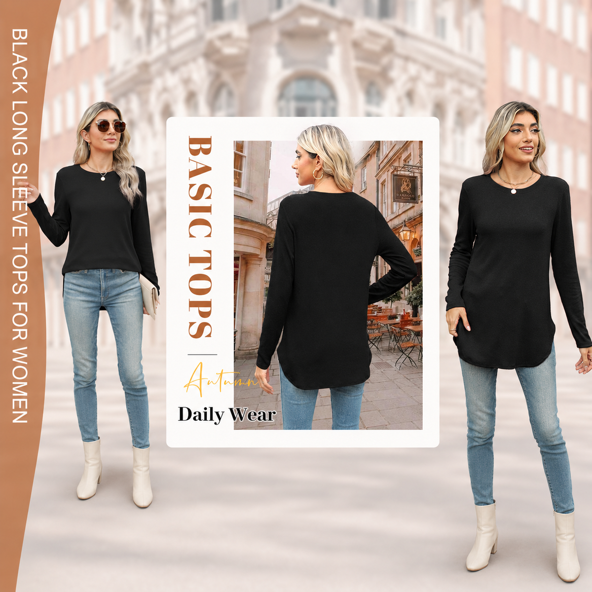 Women’s Casual Tunic Tops with Thumb Holes & Curved Hem