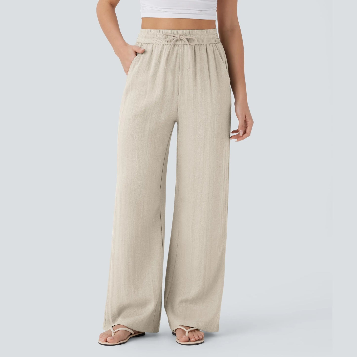 Halara High Waisted Drawstring Wide Leg Casual Pants