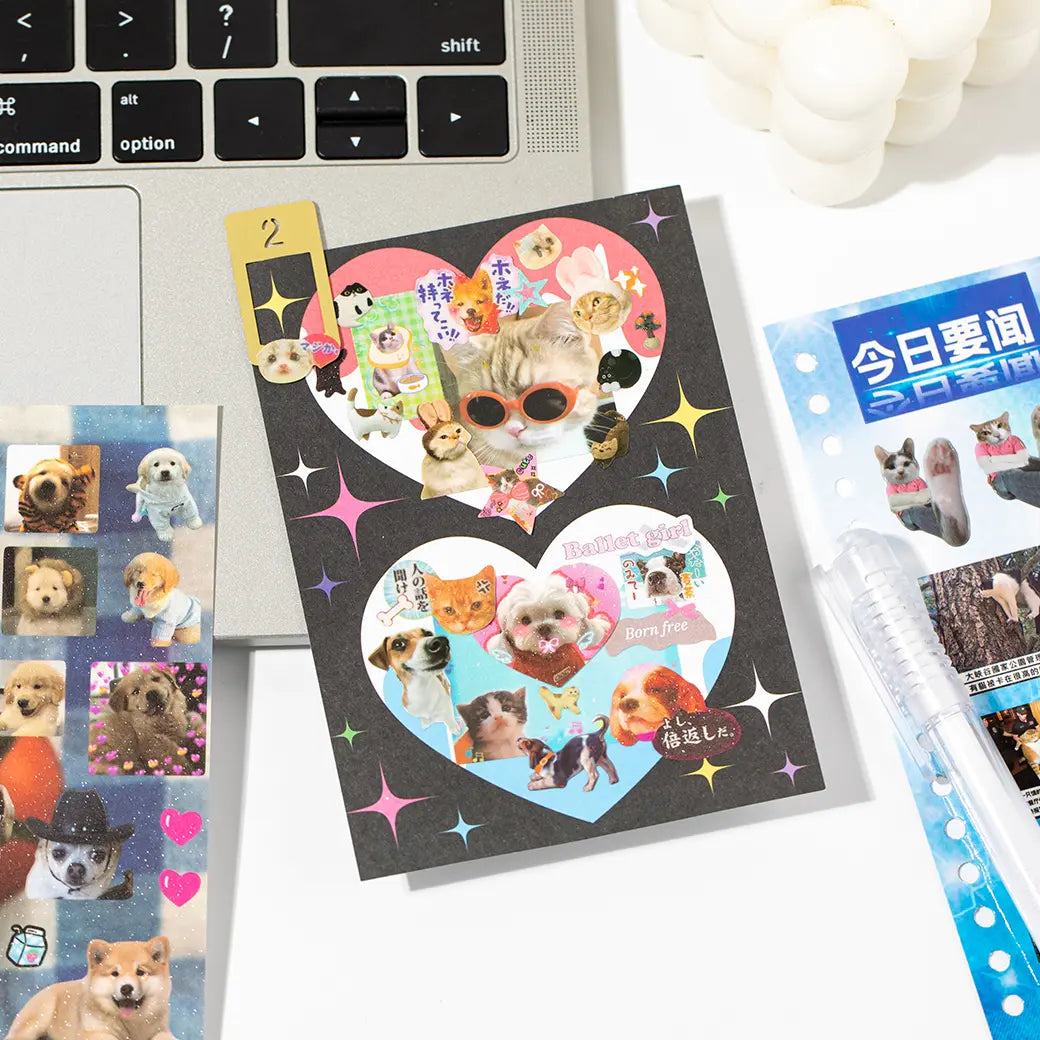 Cute Pet Sticker Book, 30 Sheets Cat & Dog