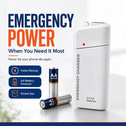 🔥😍Portable Emergency Phone Charger AA Battery Powered Power Bank with LED Flashlight