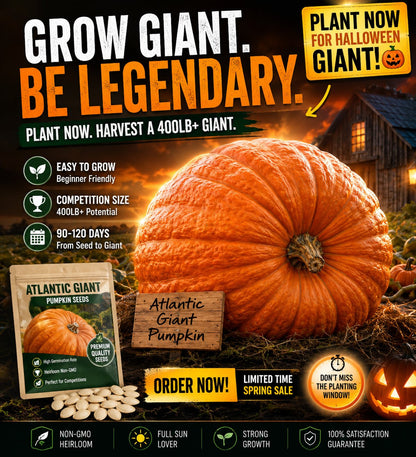 ⏰Limited Stock 49% OFF🎃Grow Your Own Giant Pumpkins – Atlantic Giant Heirloom Seeds