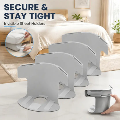 4-Pack Heavy Duty Bed Sheet Clips, Locking Mattress Corner Holders