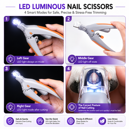 🐾 LED Light Pet Nail Clippers | 5X Magnification Safe Nail Trimmer for Dogs & Cats