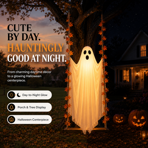 👻 Light-Up Swinging Ghost Halloween Decoration