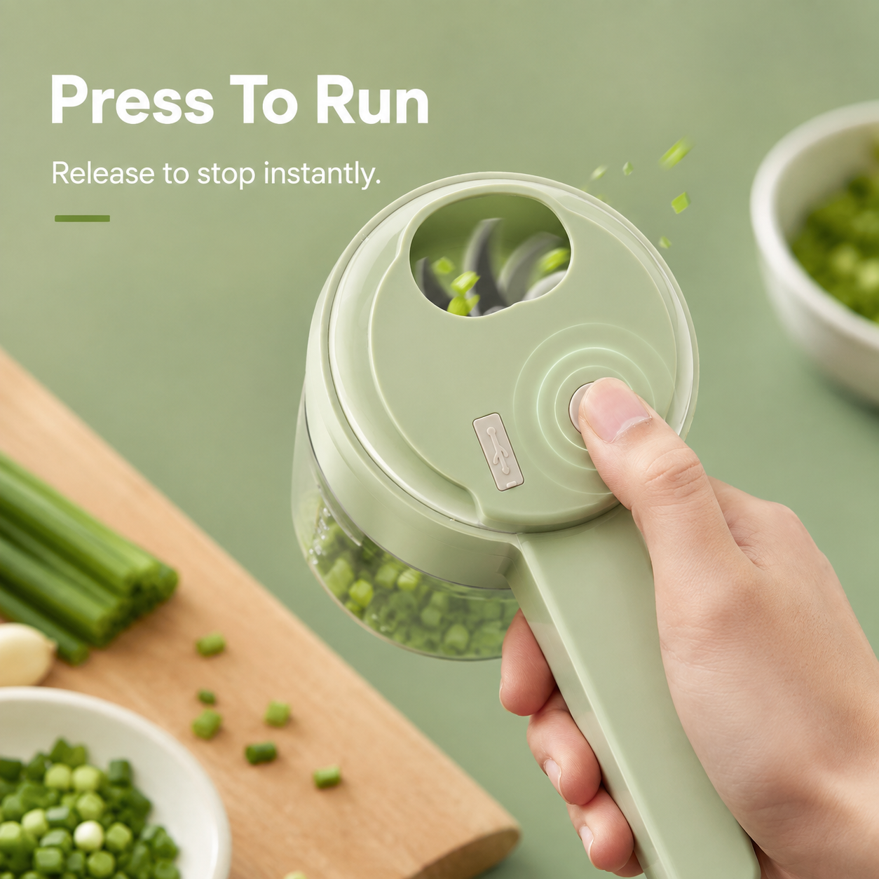 🧄 Handheld Electric Food Processor with Open Feed Chute & Dual Blades 🌶️