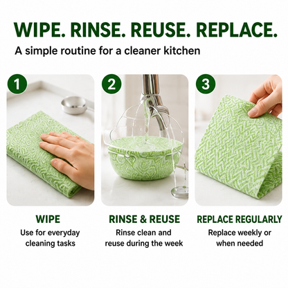 Reusable Kitchen Cleaning Cloths – 20-Piece Tear-Off Roll