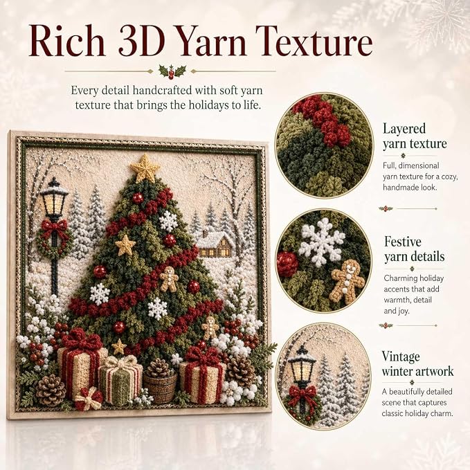 3D Christmas Fabric Poke Art Kit-Creative Christmas Decoration Gift for Adults