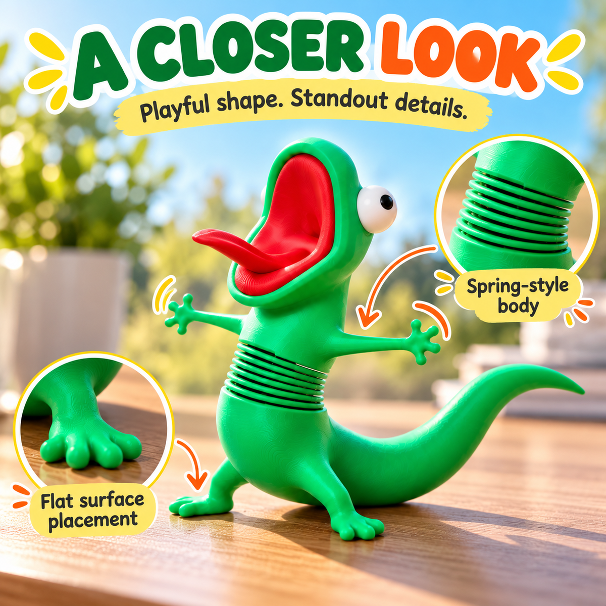 🦎Funny Shaking Lizard Fidget Toy, 3DPrinted Spring Wiggly Lizard