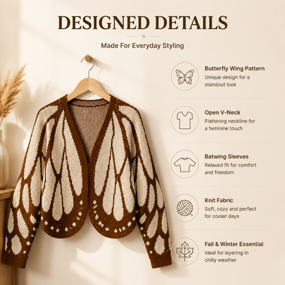 🦋 Butterfly Wing V-Neck Batwing Sleeve Knit Cardigan Sweater 🧥