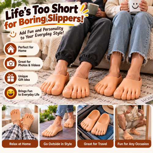 😂 Realistic Barefoot Slippers – Funny Giant Toe Slides, Hilarious Prank Gift 👣