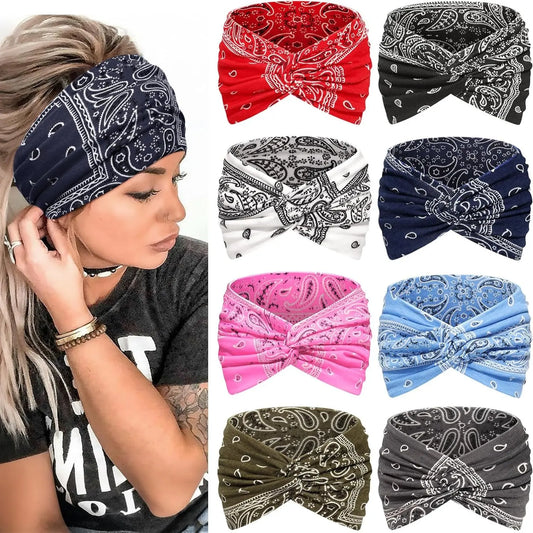 8 Pcs Women's Styling Retro Printed Headband