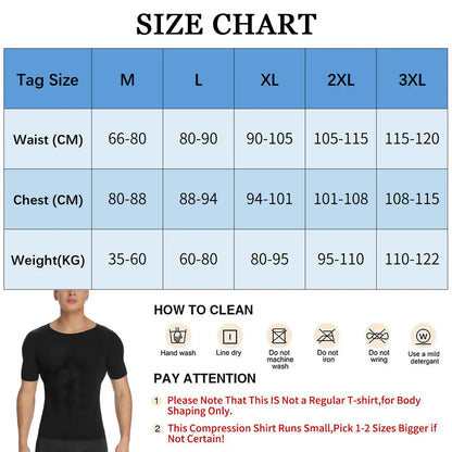 Men's Compression Body Shaper Short Sleeve Shirt - 1-2 Pack
