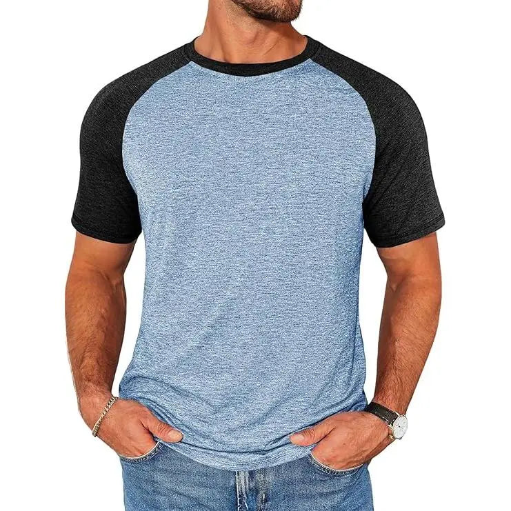 Men's Color Block Raglan T-Shirt Casual Slim Fit