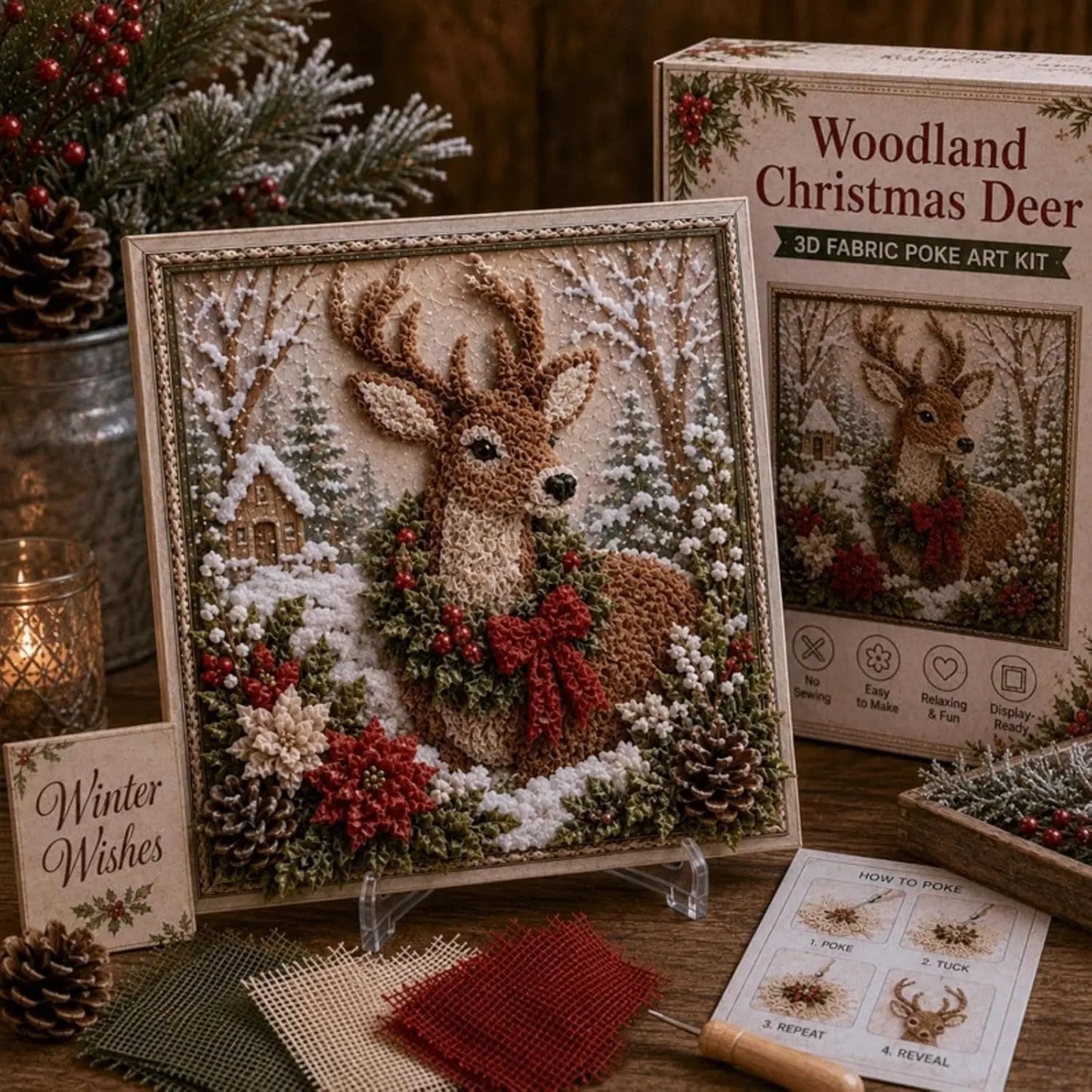 3D Christmas Fabric Poke Art Kit-Creative Christmas Decoration Gift for Adults