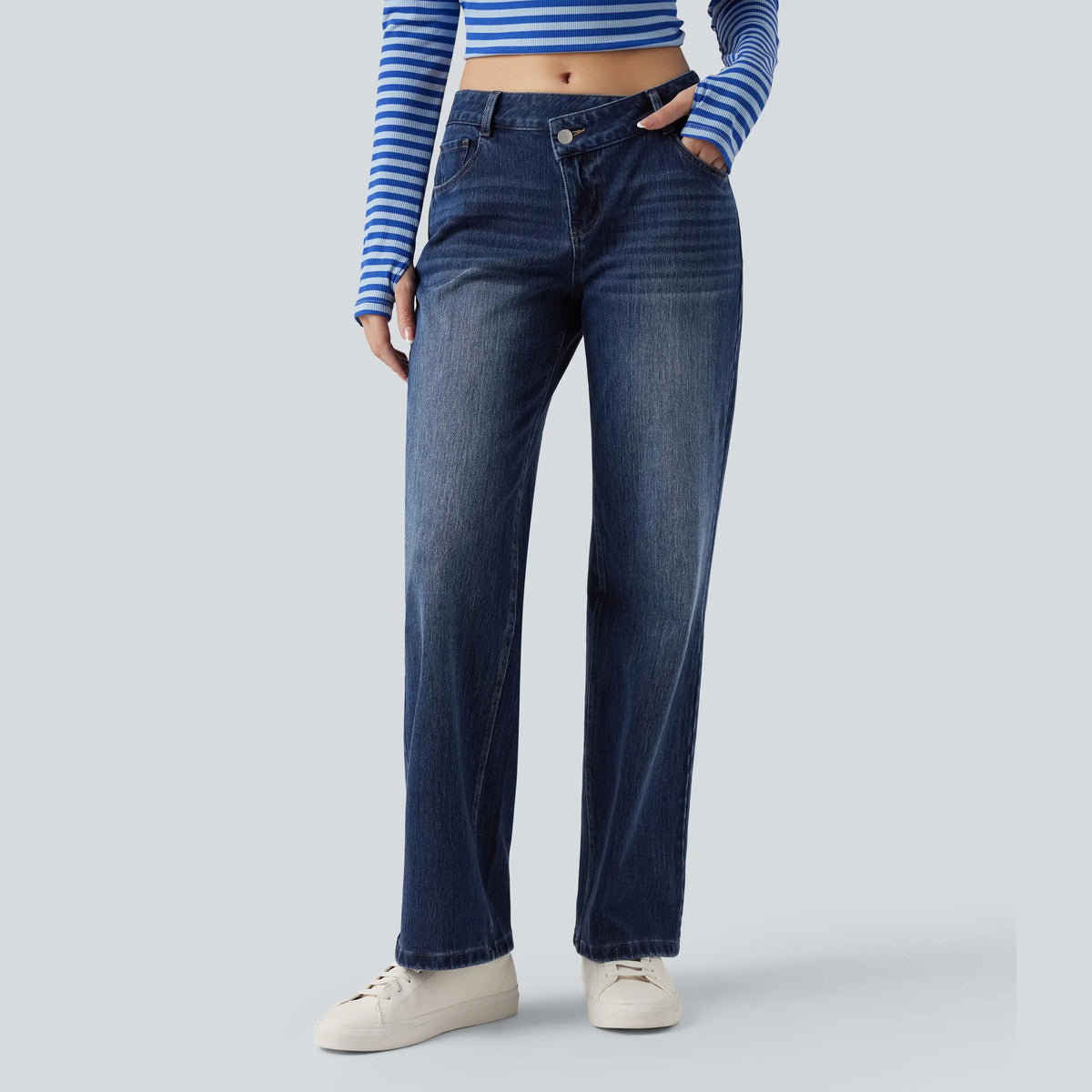 Halara Flex Low-Rise Straight-Leg Casual Jeans, 94% Cotton