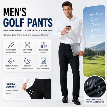 Men's Golf Pants Quick Dry Stretch Work Dress
