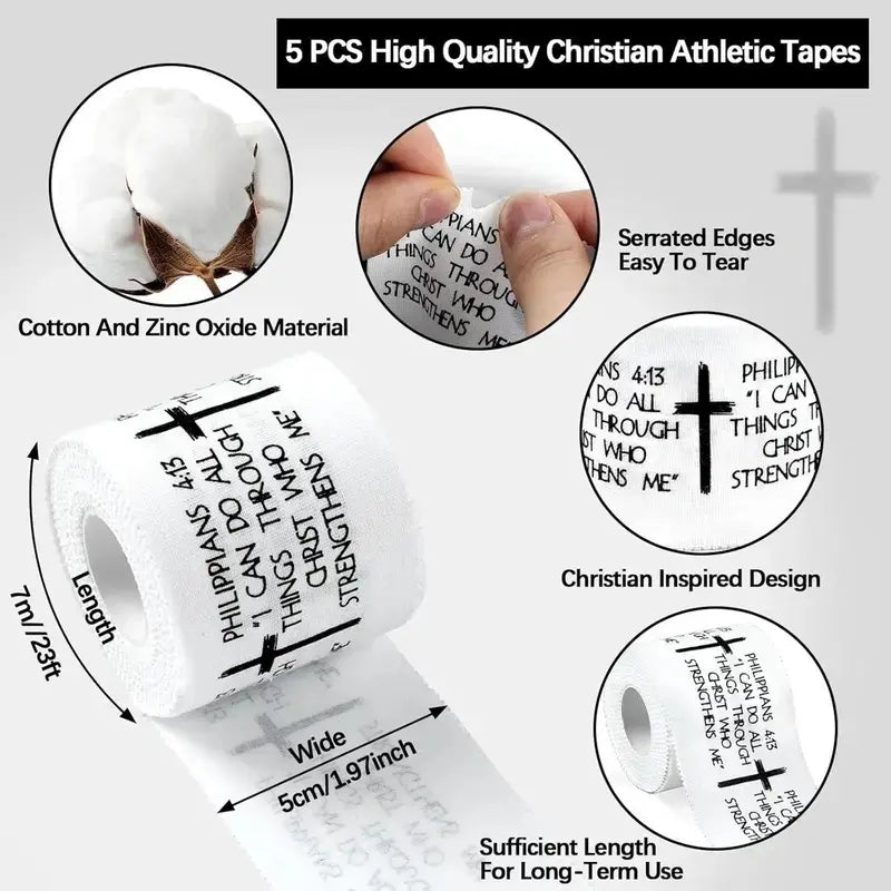 2 Pcs Christian Athletic Tape 2 in x 23 ft Cotton Zinc Oxide