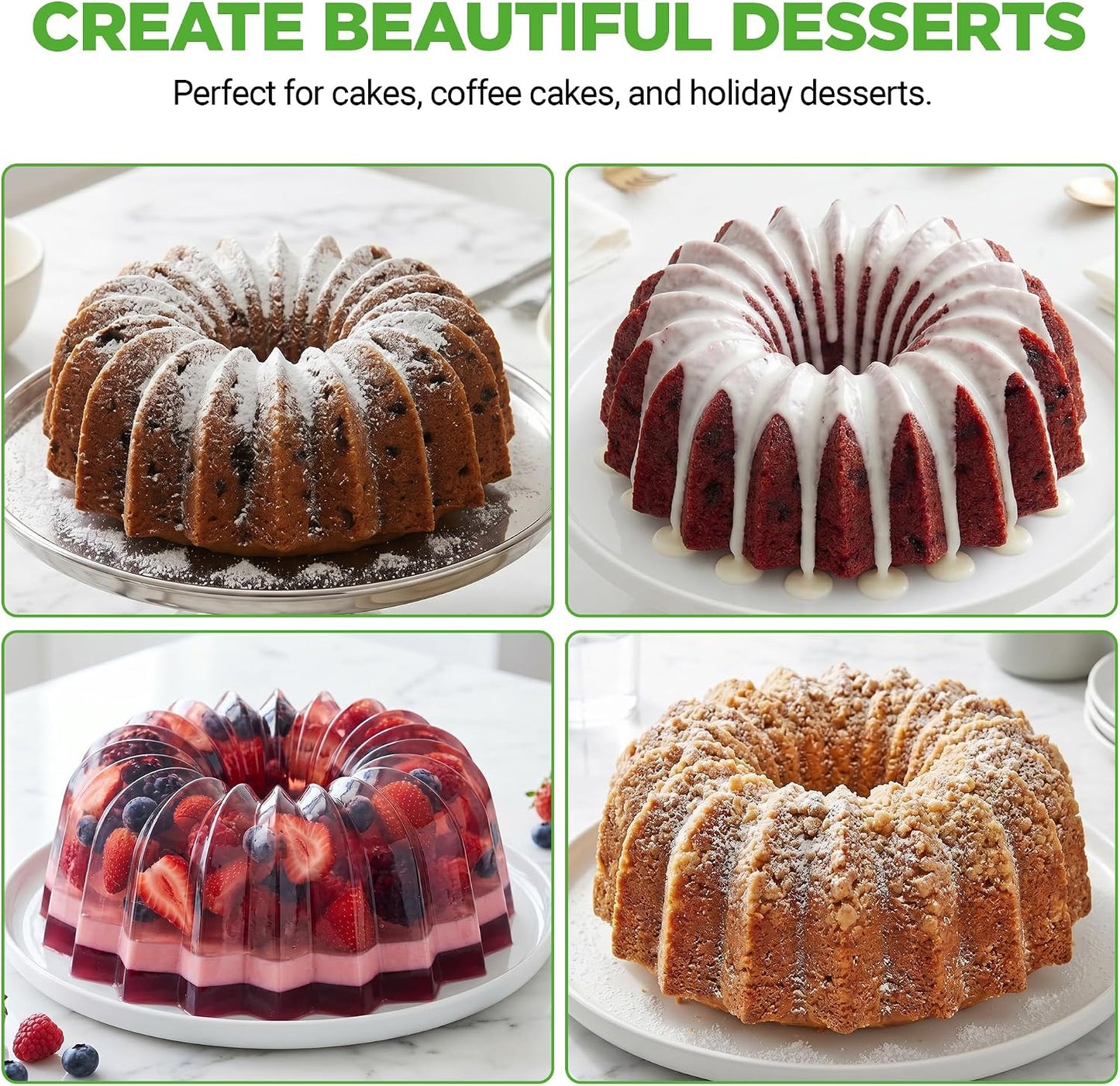 🍰French Wreath 10-Cup Nonstick Bundt Cake Pan