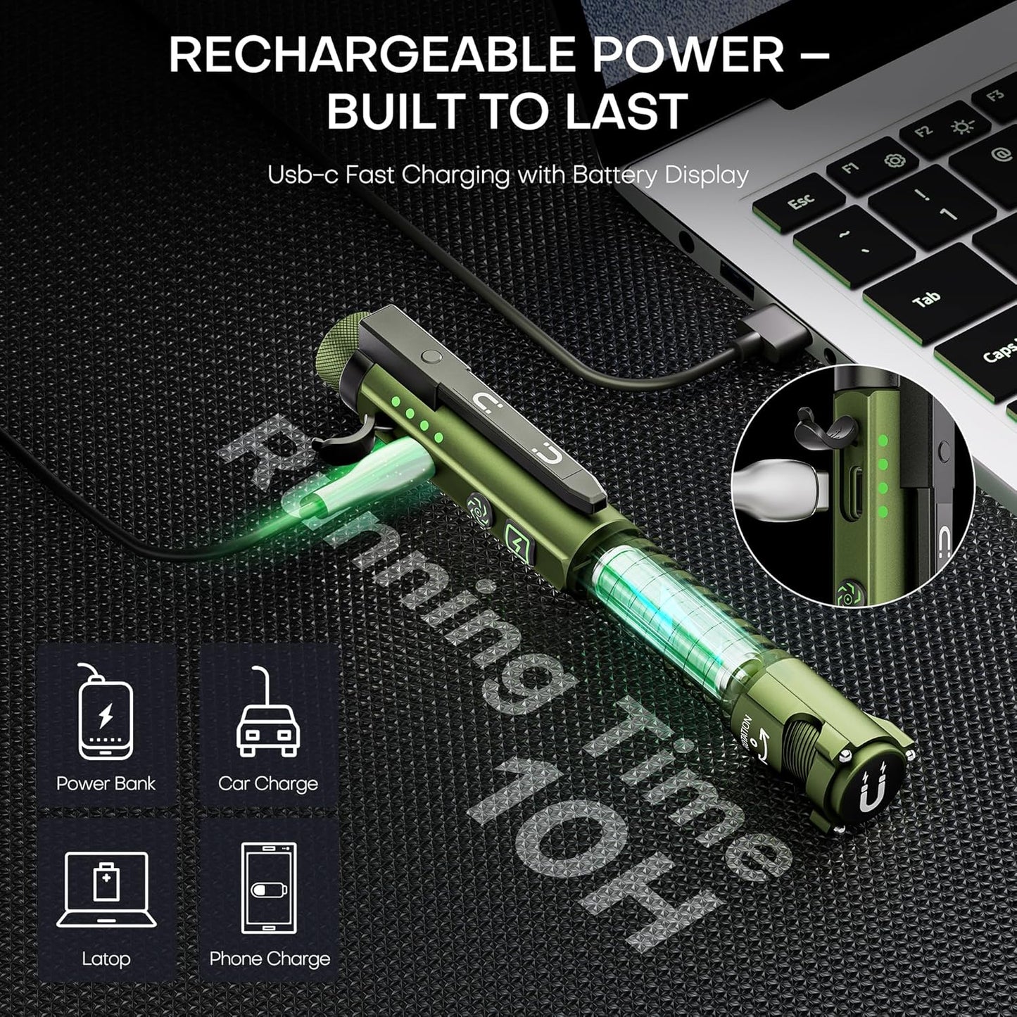 800-Lumen Rechargeable EDC Flashlight with Magnetic Base