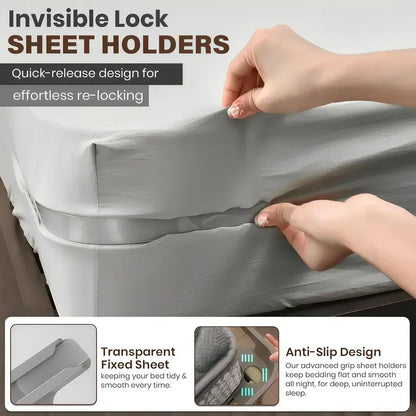 4-Pack Heavy Duty Bed Sheet Clips, Locking Mattress Corner Holders