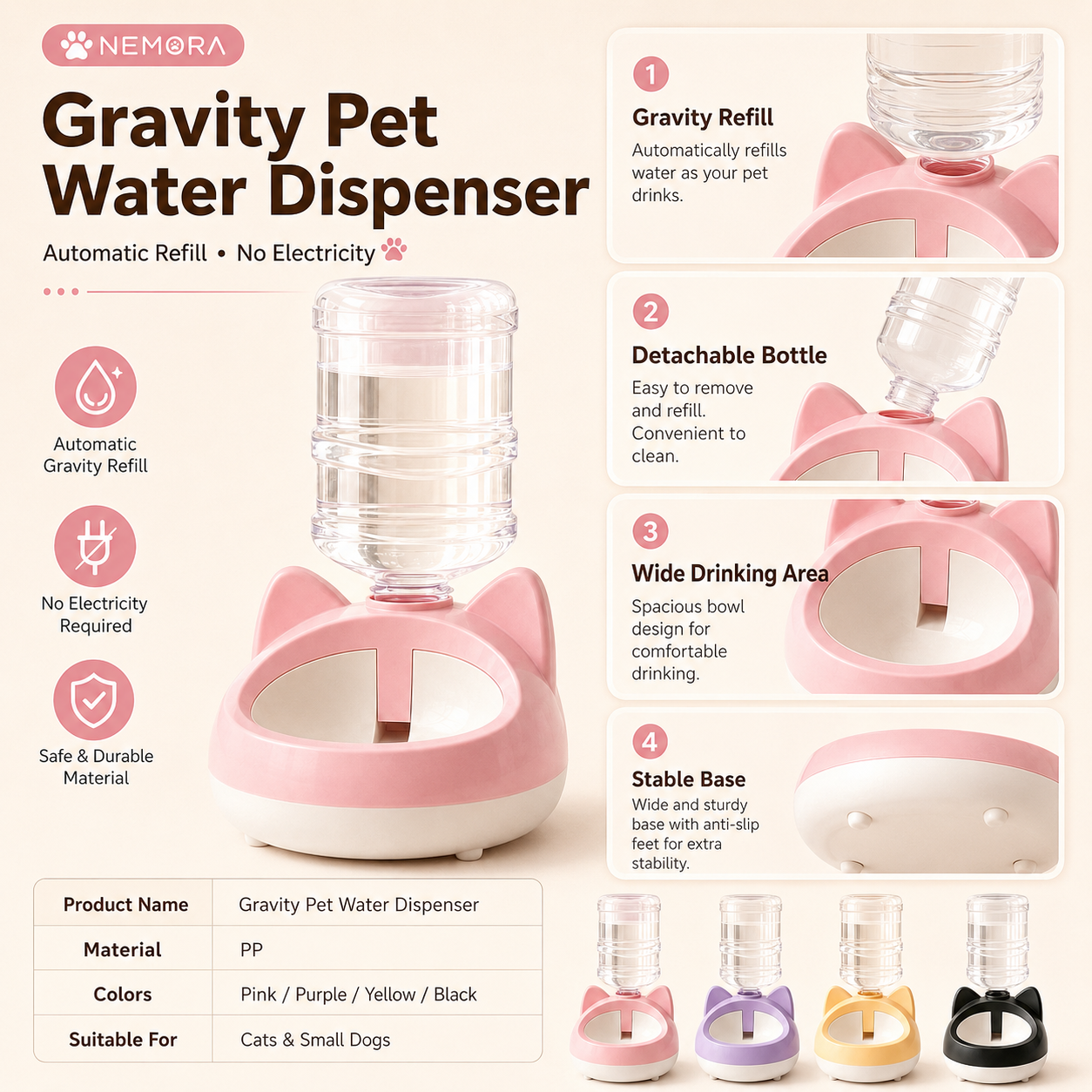 Gravity water dispenser feature overview and product specifications
