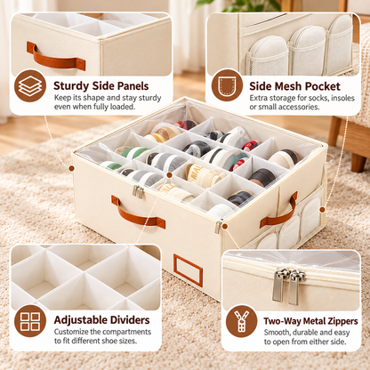 👟Shoe Organizer for Closet, Fabric Shoe Storage Boxes with Clear Cover, Storage, Foldable Space-saving Storage Container Bins🔥