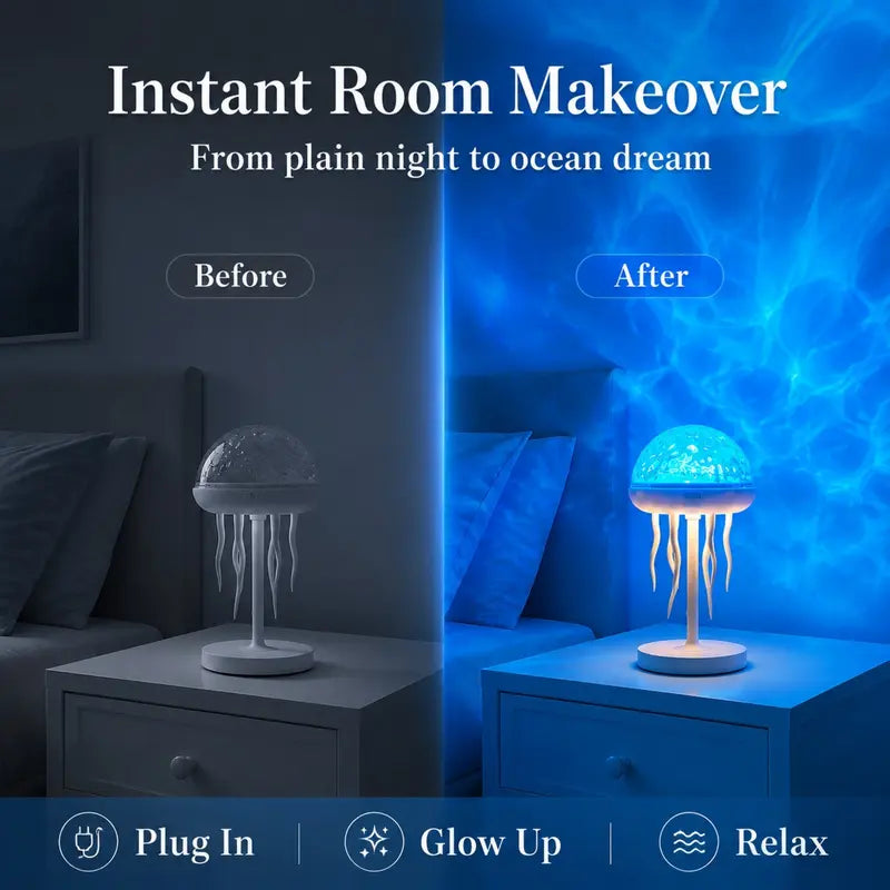 💡Jellyfish Lamps Projector RGB Night Lights - 7 Color Portable Bright Table Desk Lamp