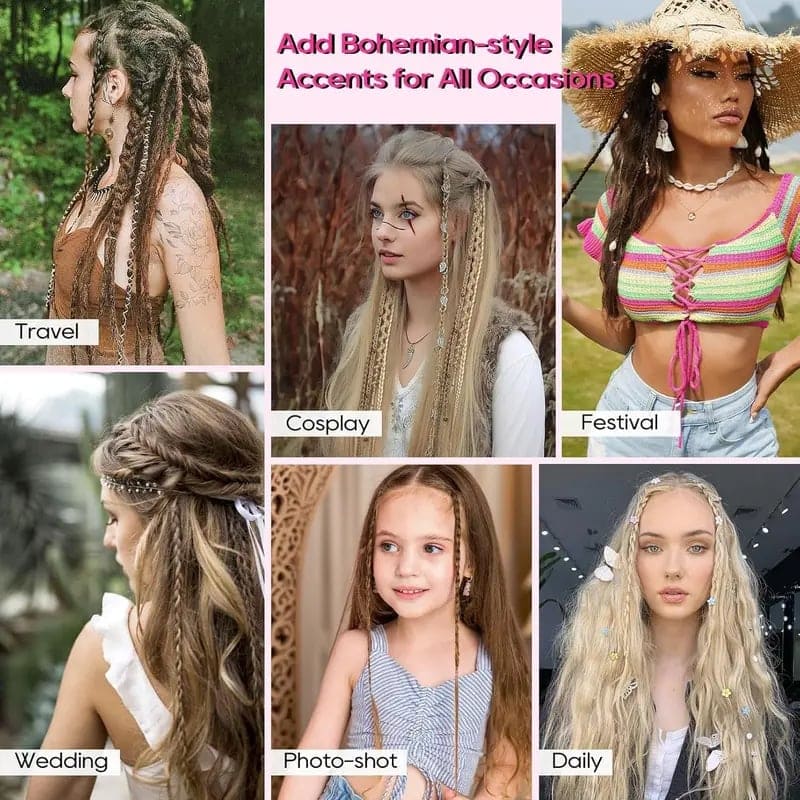 ✨ Boho Beaded Clip-In Braids – Effortless Festival & Everyday Hair Transformation