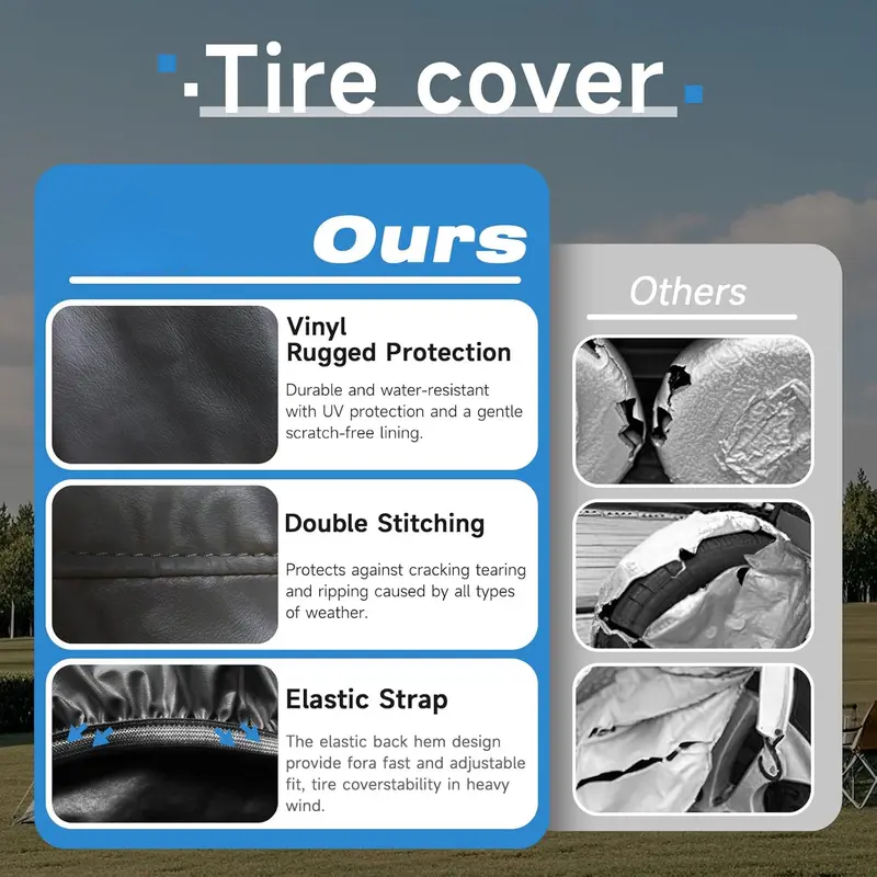 🛡️ Heavy Duty RV Tire Covers (Set of 4) — 100% Waterproof, Windproof & UV Protection for Camper, Trailer & Truck