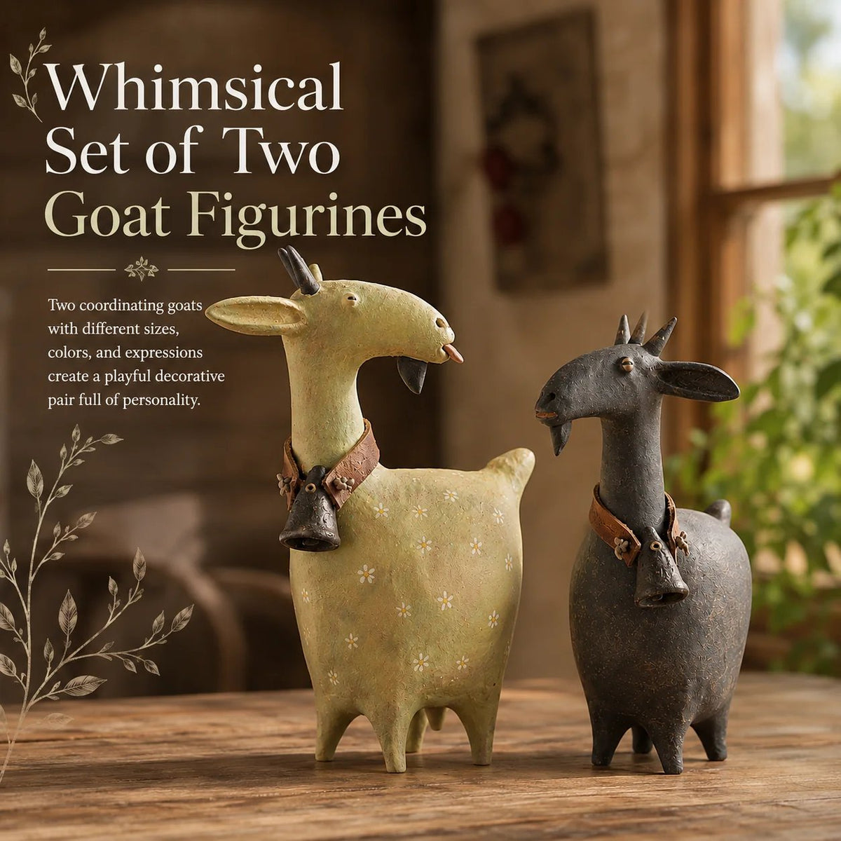 🔥 Whimsical Farmhouse Goat Figurines🐐