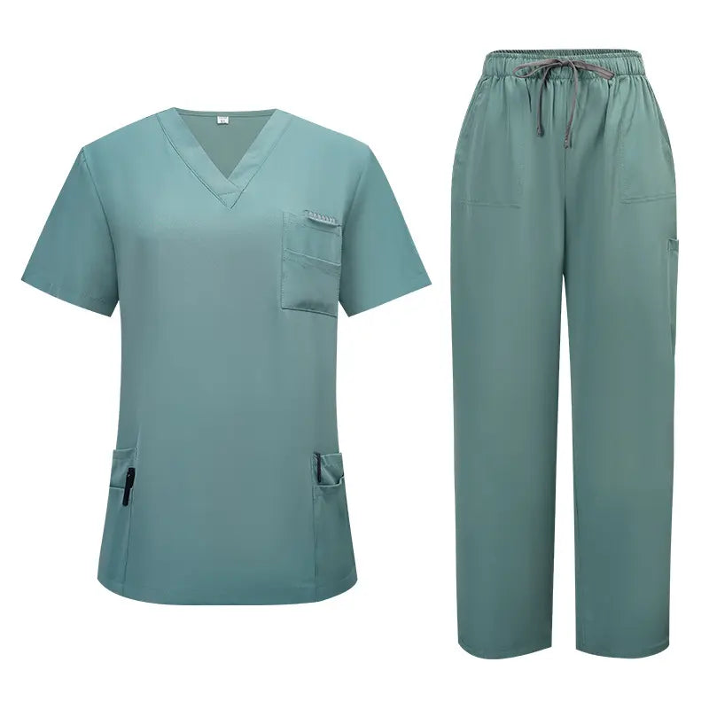 New Arrival Scrubs Sets for Women Medical Scrub Set (Top & Straight Leg Pants)