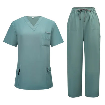 New Arrival Scrubs Sets for Women Medical Scrub Set (Top & Straight Leg Pants)