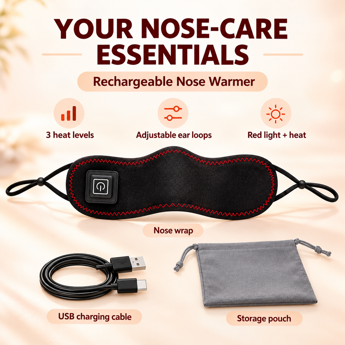 Red Light Nose Warmer for Easier Breathing
