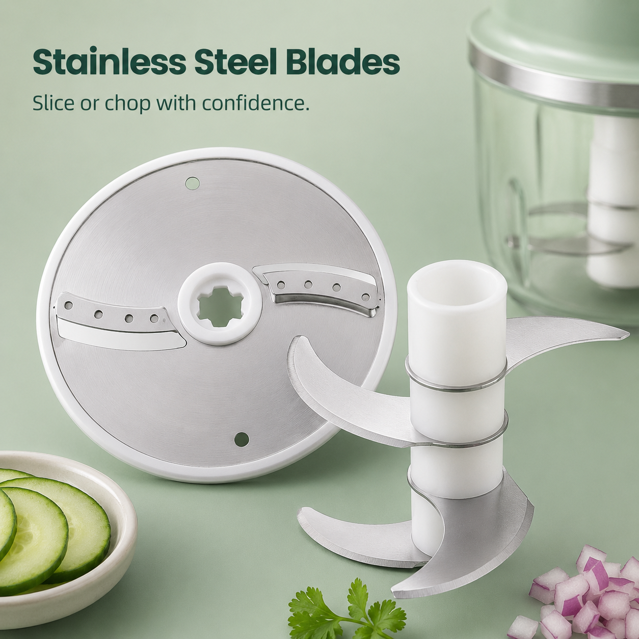 🧄 Handheld Electric Food Processor with Open Feed Chute & Dual Blades 🌶️