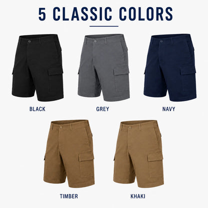 Mens 3-Pack Super Stretch Cargo Shorts with Zipper Pockets